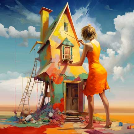 woman painting house